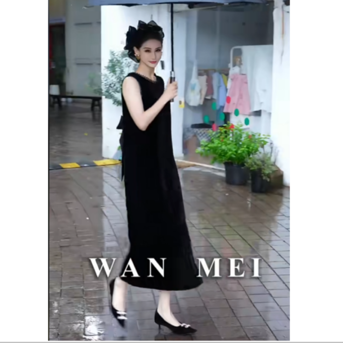 【绝艳】真丝丝绒裙 气质精品时尚连衣裙ZX3886