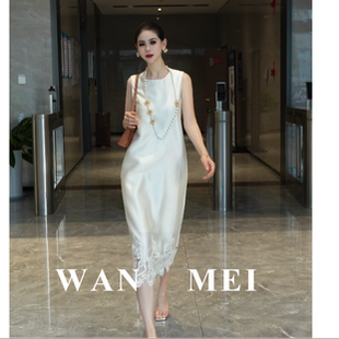 月白 垂坠感XS25 长裙 丝毛简约无袖 012A约108cm270g 精品时尚