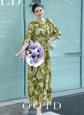 【云层漫渡】连衣裙 时尚都市舒适清凉腰果花89066款125cm