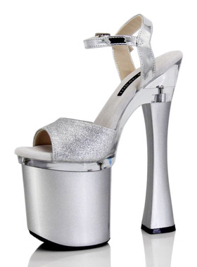 20厘米超高跟鞋粗跟明星性感演出夜店女凉鞋防水台厚底婚鞋