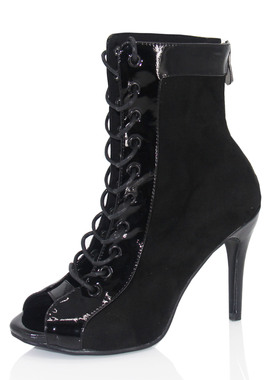 IDEAL MA 10厘米黑色高跟爵士短靴高跟鞋拉丁舞蹈鞋绑带性感舞鞋