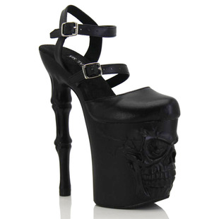 IDEAL MA 新款20公分超高跟钢管舞鞋骷髅底台包头凉鞋舞台走秀鞋