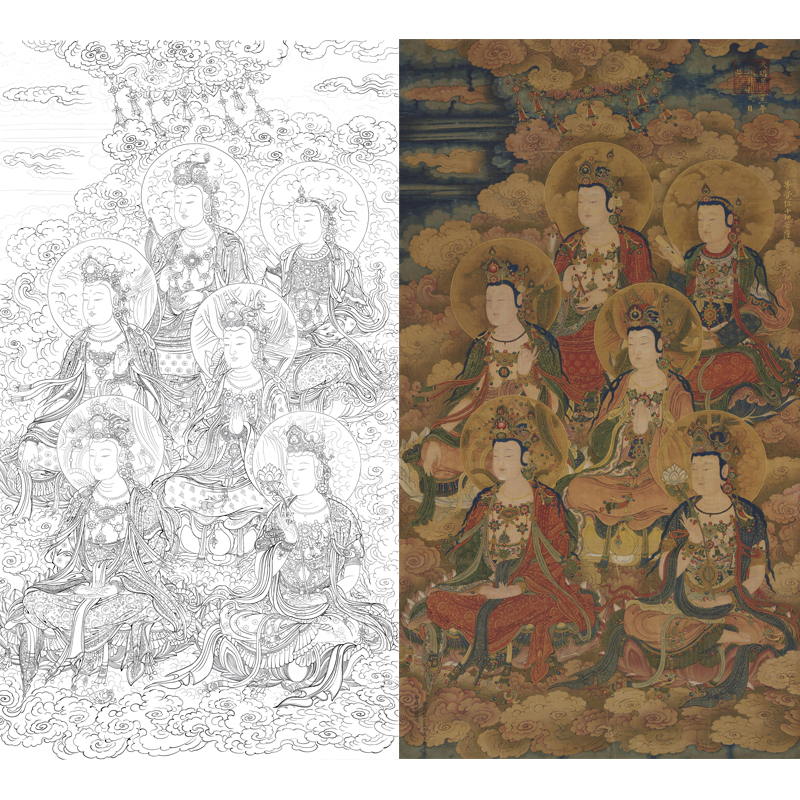 等觉位法海寺工笔画佛像底稿