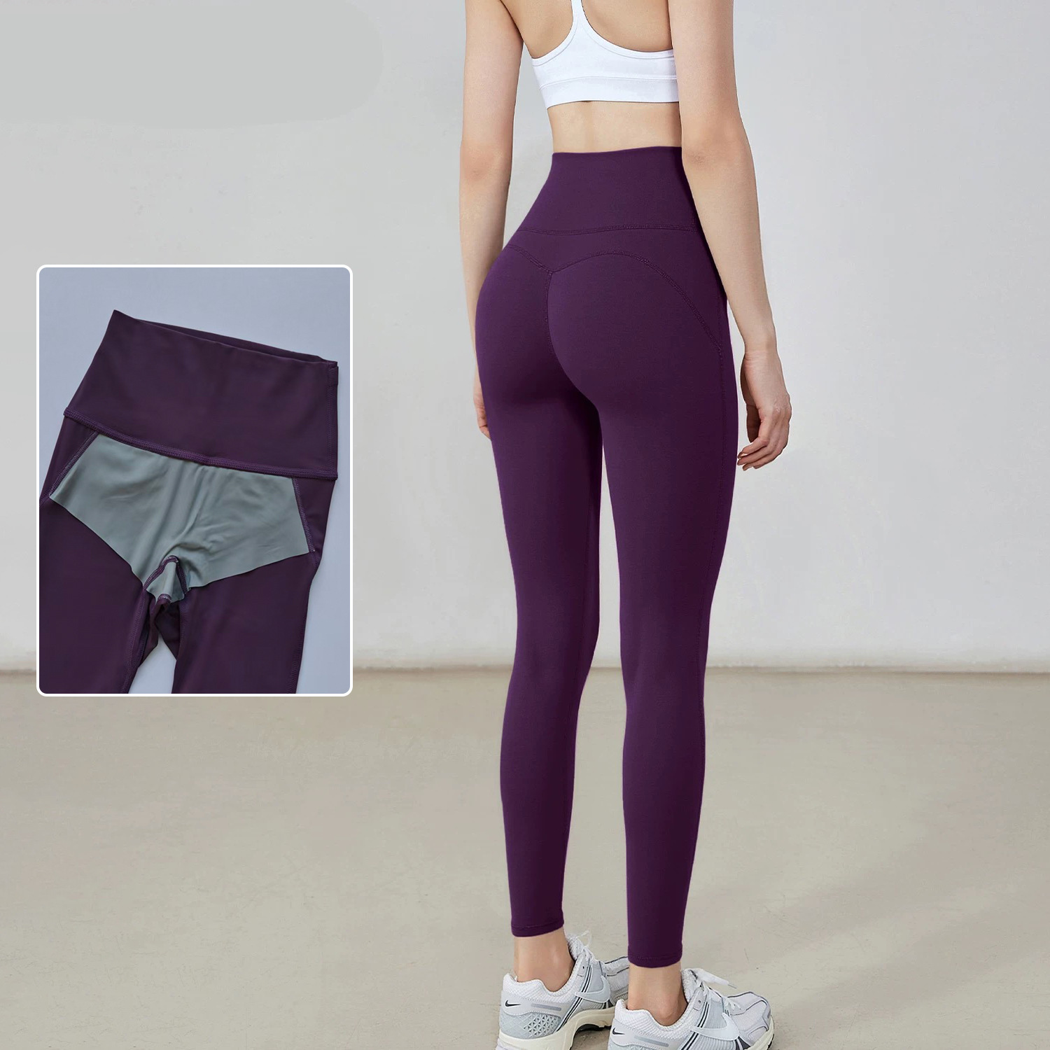 裸感瑜伽裤女高腰免穿内裤运动紧身跑步普拉提训练健身无痕九分裤