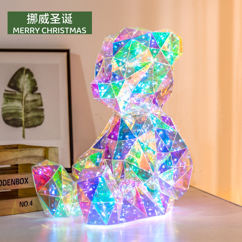 女神节装饰品幻彩发光镭射小熊