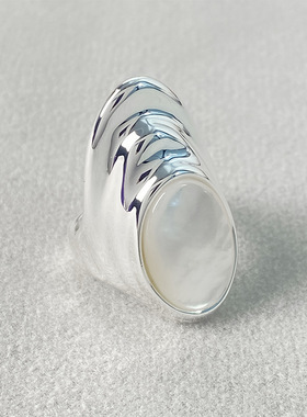 欧美小众外贸白蝶天然贝戒指女时尚设计轻奢级感食指戒简约气质女