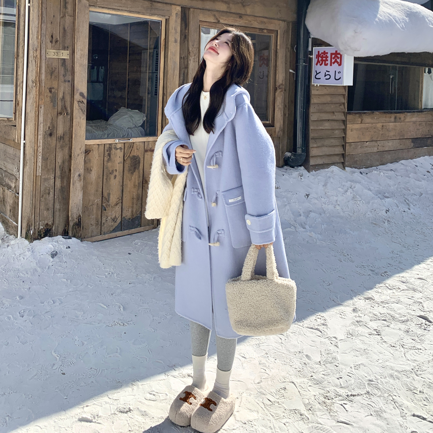 现货主推！蓝色70绵羊毛双面呢大衣B260-5350-P275K378，女装毛呢外套，芭图娜