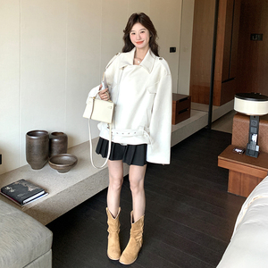 现货主推！有买家秀 白色麂皮绒风衣外套 260-5012-P155K228图片