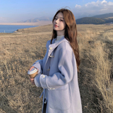 现货！70毛糖果色牛角扣双面呢中长款大衣B260-5350-P275K378，女装毛呢外套，芭图娜