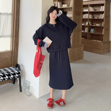现货！25春新款高品空气层拼格藏青色套装260-5052-P165K238，女装套装/套裙，芭图娜