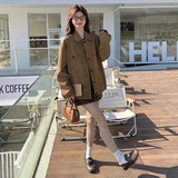 美拉德韩系chic甜辣晕染皮衣外套女春秋2025超火爆款宽松休闲夹克，女装皮衣，芭图娜