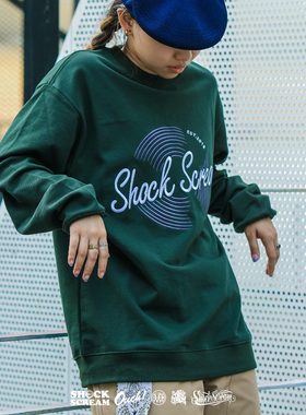 SHOCKSCREAM原创设计黑胶唱片DJ主题街舞bboy重磅嘻哈毛圈卫衣潮