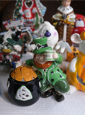 外贸陶瓷摆件圣诞节主题烛台