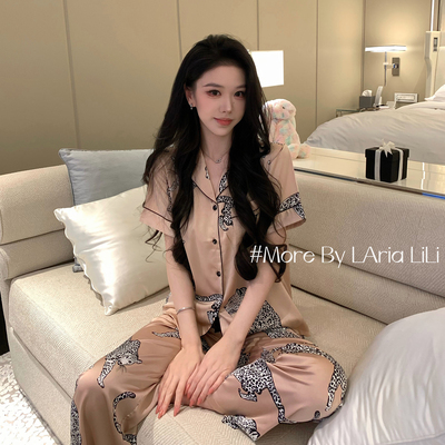 LAria野奢派对 睡衣女冰丝2026新款夏季性感豹纹纯欲风高级感家居