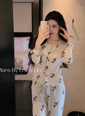 LAria米奇套装 莫代尔性感秋季睡衣女春秋款新款2025纯欲风家居服