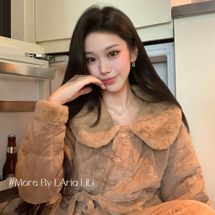 家居服三层加绒加厚夹棉冬季 2025新款 睡衣女秋冬款 LAria暖冬韵味