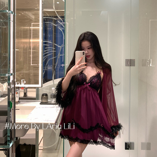 纯欲风睡衣女家居服 春季 LAria微醺晚宴 性感冰丝吊带睡裙2026新款