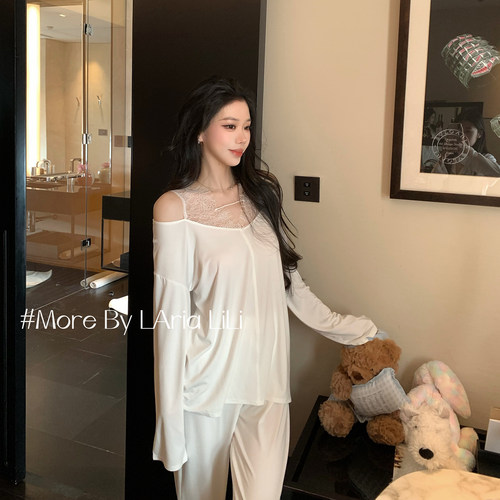 LAria随性千金 性感睡衣女莫代尔秋季2026新款纯欲风蕾丝家居服