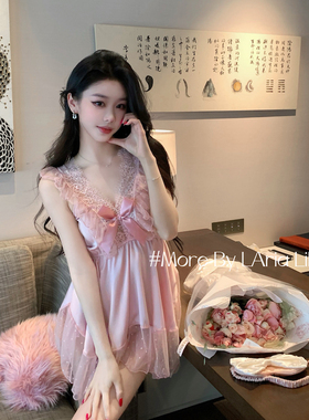 LAria纯爱战神 性感蕾丝睡裙2025新款夏季睡衣女纯欲高级感家居服