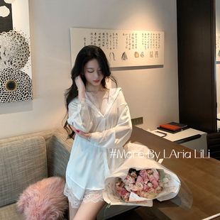 女高级家居服 纯欲风衬衫 LAria隐欲之衫 性感蕾丝睡衣女2025新款