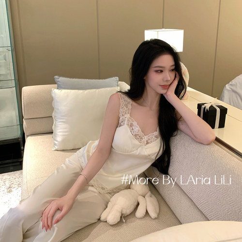LAria法式温柔 冰丝睡衣女性感2026新款夏季纯欲风蕾丝高级感家居