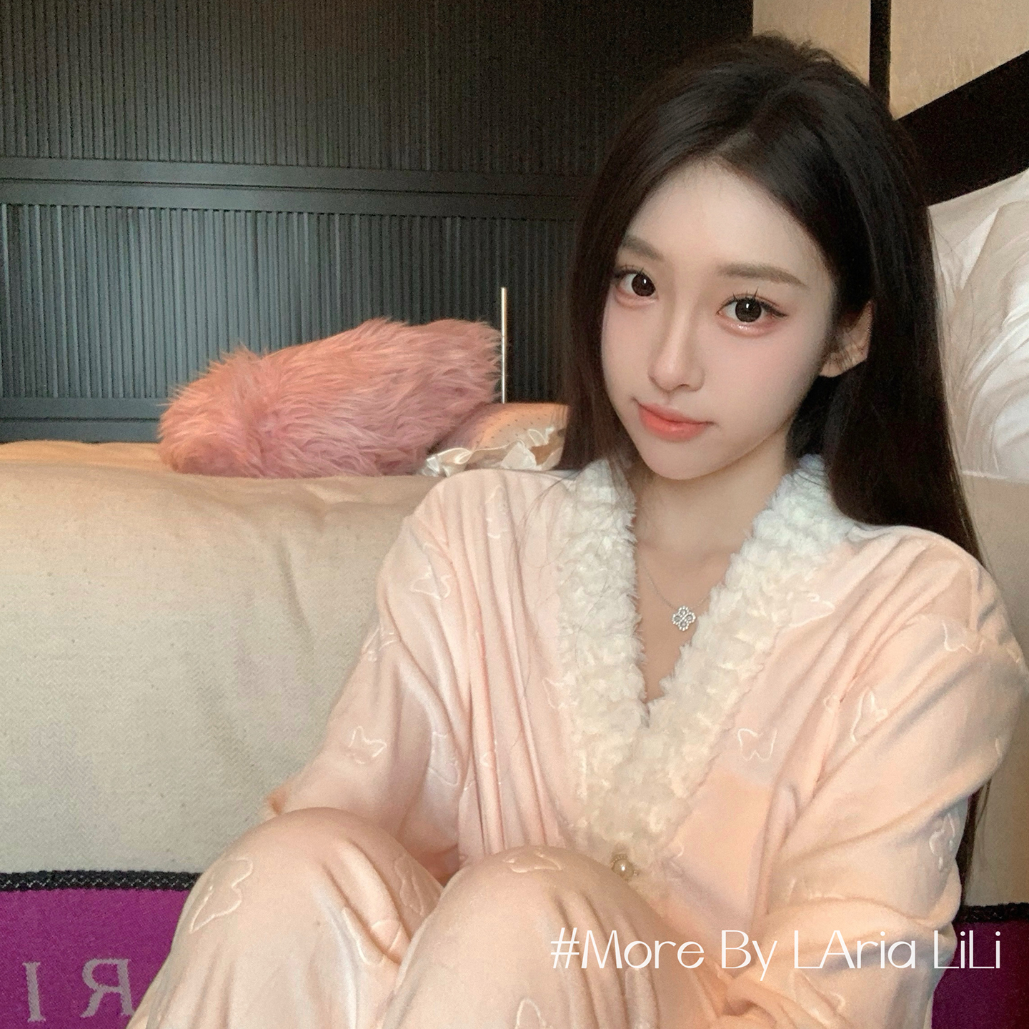 LAria蝶梦珍珠 睡衣女加绒海岛绒冬季2025新款秋冬款加厚家居服