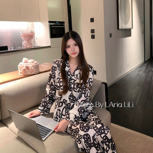 LAria*伦敦早课 缎面冰丝睡衣女家居服高级感奢华性感秋季长袖新