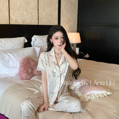 LAria小熊三件套  冰丝性感睡衣女夏季新款2026纯欲高级感家居服