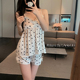 LAria 半糖牛乳 波点吊带睡衣女两件套冰丝少女纯欲家居服夏性感