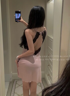LAria*露背温柔 纯欲性感蕾丝吊带撩人睡裙冰丝睡衣女夏天心机