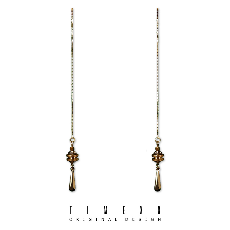 原创设计黄铜水滴925耳线女