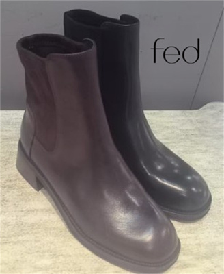 fed新款真皮里外牛皮切尔西靴女复古烟管靴马丁靴FDG958