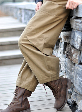 9分裤个性纯棉高腰肥腿裤有大码卡其/黑色/灰绿R29现货包邮