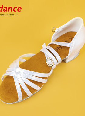 SZDANCE少儿基础款缎面小白鞋拉丁舞拉丁鞋专业舞鞋SC01D1