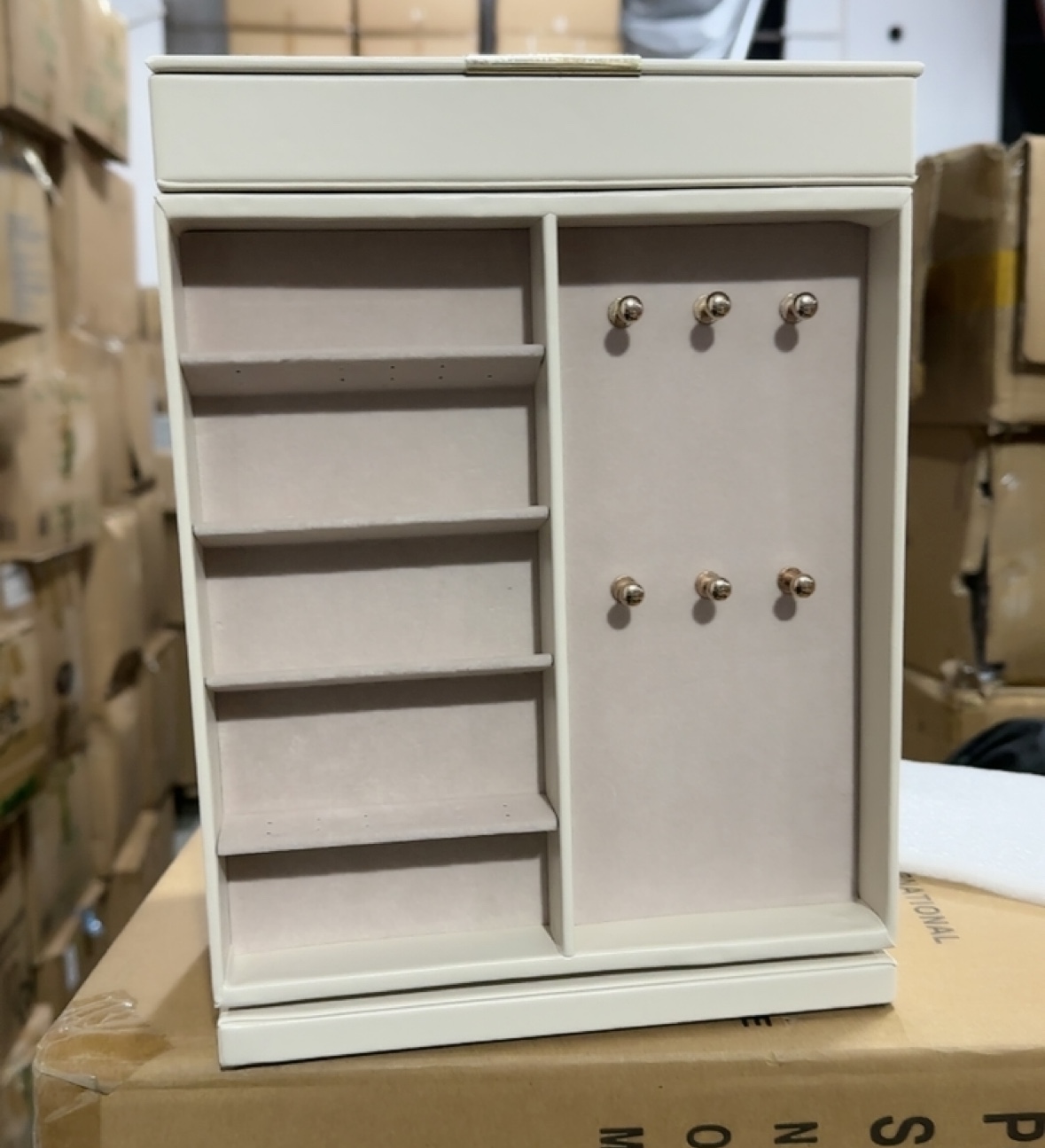 美国PU 首饰收纳盒精致可旋转大容量首饰盒戒指耳钉项链收纳盒