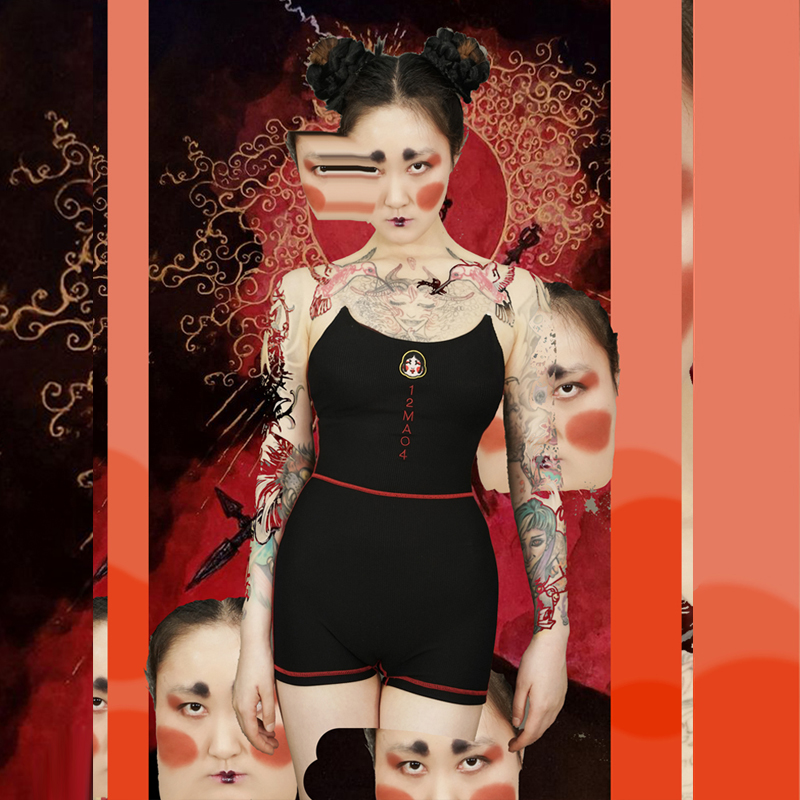 原创设计小众复古黑色连体泳衣