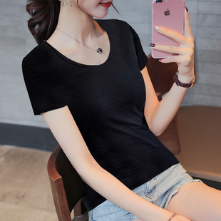 纯棉t恤夏舞蹈练功服正肩t恤女打底小衫短袖大圆领口低领打底上衣
