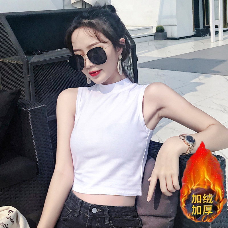 小半高领短款露肚脐背心女加绒加厚内搭打底无袖t恤瑜伽舞蹈上衣,女装/女士精品,背心吊带,淘宝优惠券,粉丝福利购,淘宝优惠卷
