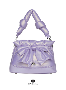 多隔层泰国MiniMe 7手提腋下包云朵包紫色 蝴蝶结手提包