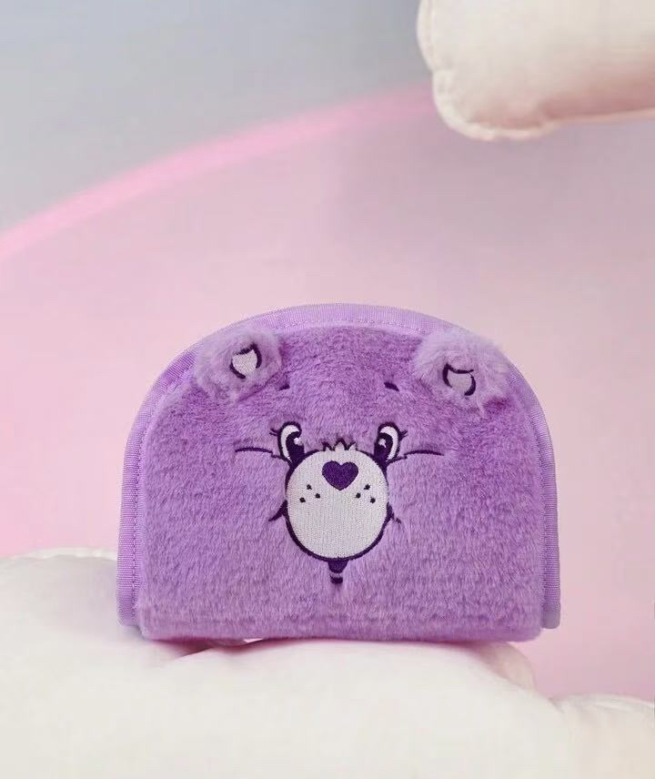 bears彩虹熊纸巾套毛绒刺绣收纳包手拿包家居收纳套车用纸巾盒