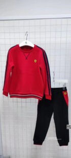 24春秋新品 ferrari法拉利代购 男童简约撞色织带宽松休闲卫衣套装