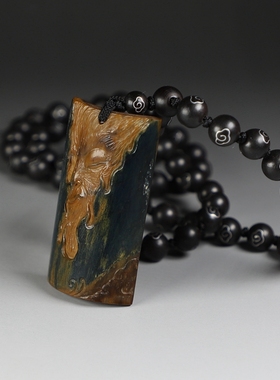 [原创]天然猛犸牙蓝冰料吊坠 纯手工雕刻斗战胜佛挂件 楼叔孤品