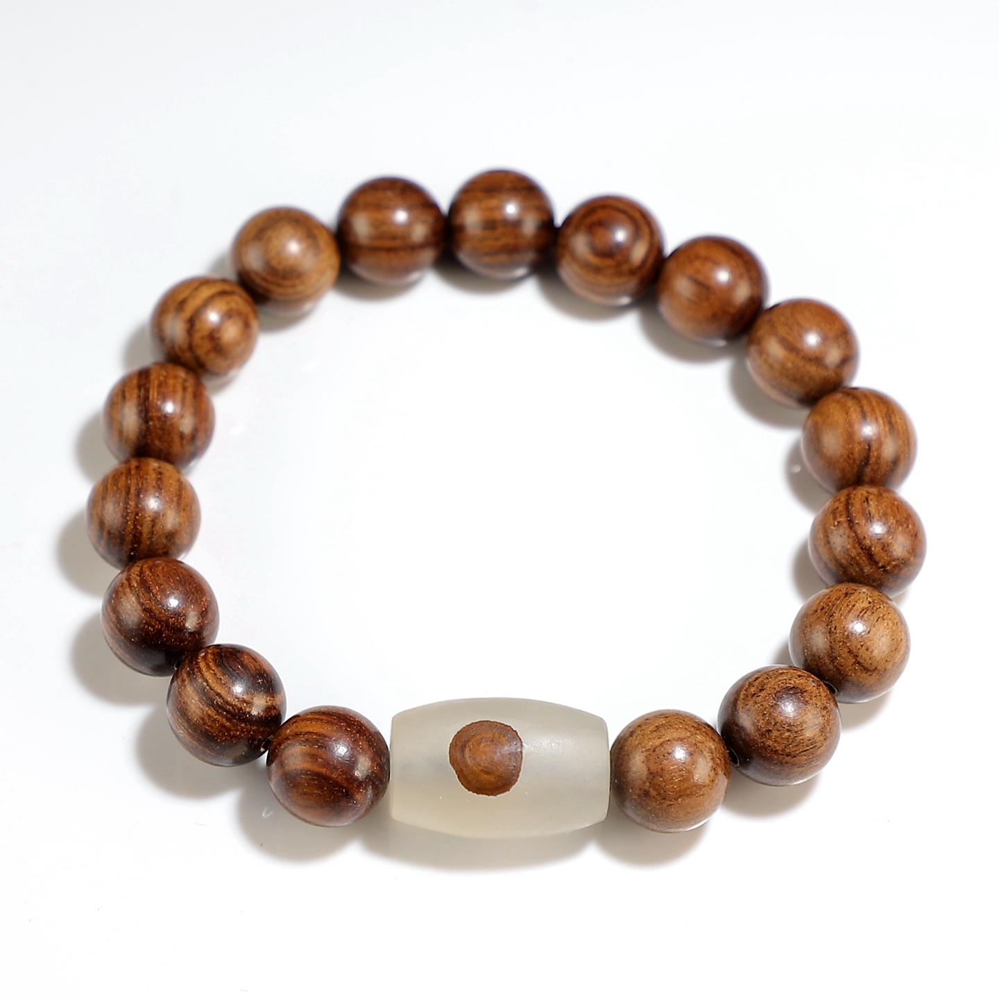 [原创]玉化九眼石页岩+黑花梨木珠手串天然眼睛花纹手链 楼叔孤品