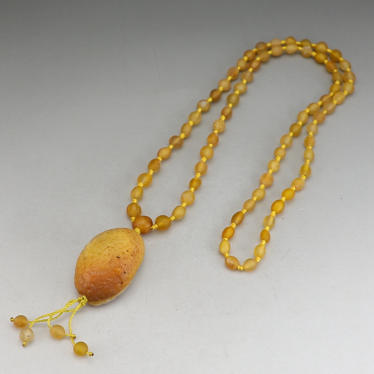 [原创]天然戈壁玛瑙原石吊坠配细珠链手工原创女款毛衣链楼叔孤品