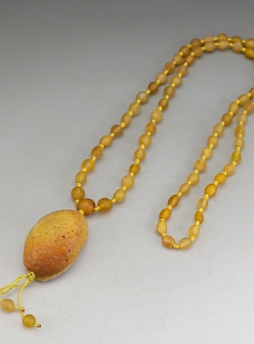 [原创]天然戈壁玛瑙原石吊坠配细珠链手工原创女款毛衣链楼叔孤品