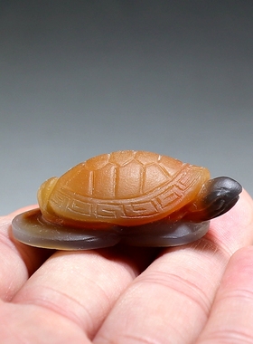 [金钱龟]纯手工雕刻玛瑙俏色巧雕小摆件 茶宠 楼叔孤品