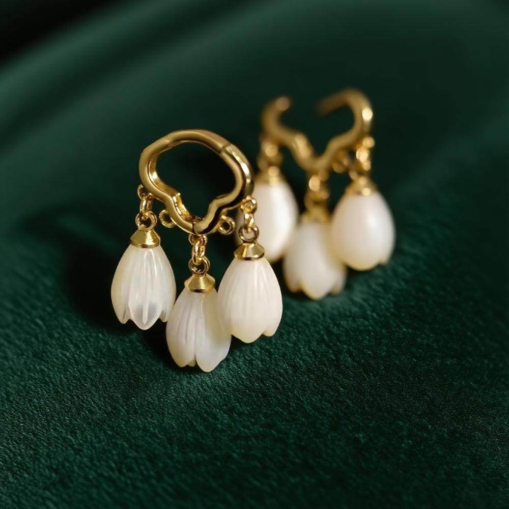 天然蝶贝海螺贝壳玉兰花耳环耳扣女简约复古国风百搭手工珍珠耳坠,饰品/流行首饰/时尚饰品新,耳环,淘宝优惠券,粉丝福利购,淘宝优惠卷