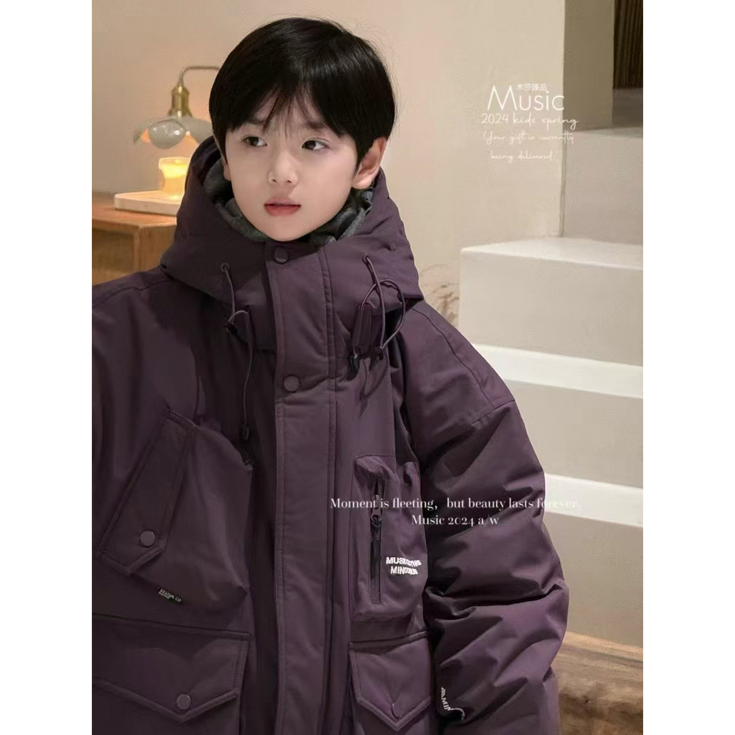 2024木莎臻品新款羽绒服白鸭绒工装风冲锋衣羽绒服11293偏大一码