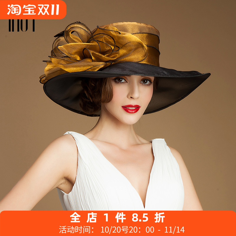 ee欧根纱大沿女帽欧美马会正装