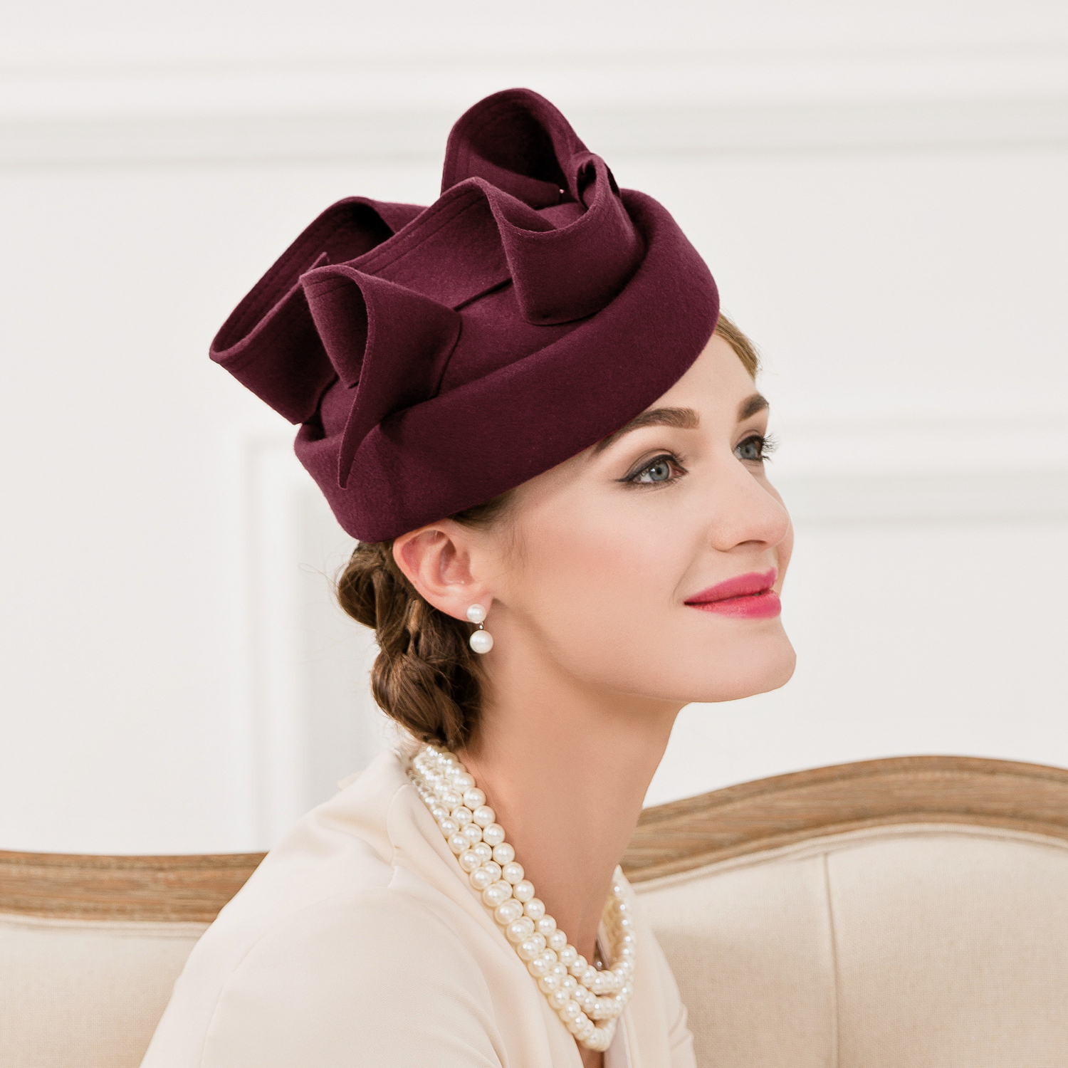 EE秋冬新款时尚女帽子潮欧美百搭甜美可爱贵族宴会小礼帽英式复古